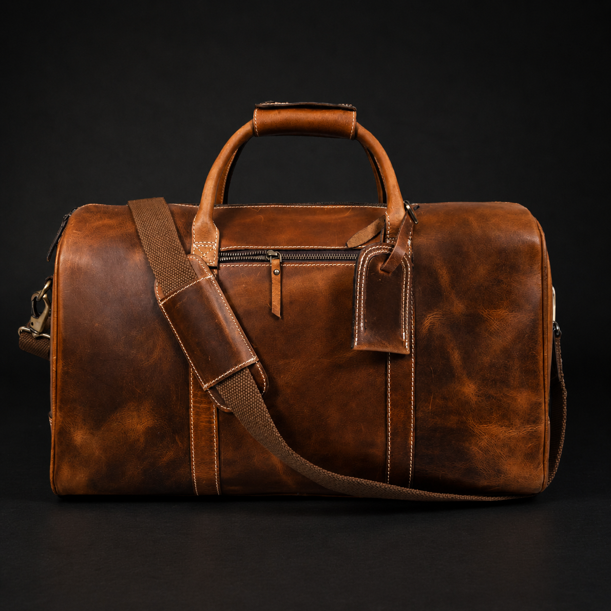The Wayfarer Bag - Cognac Classic Full-Grain Leather Duffle Bag