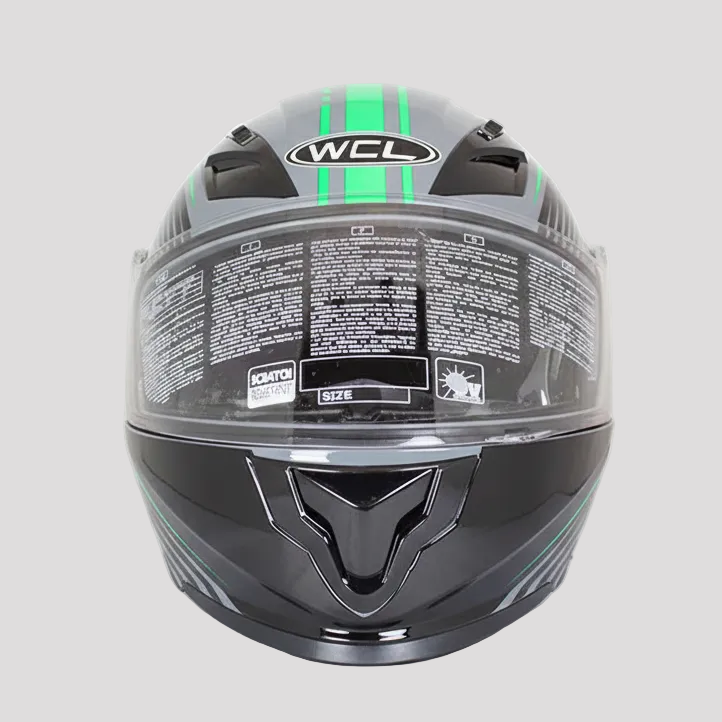 West Coast Leather Black and Green Modular Motorcycle Helmet
