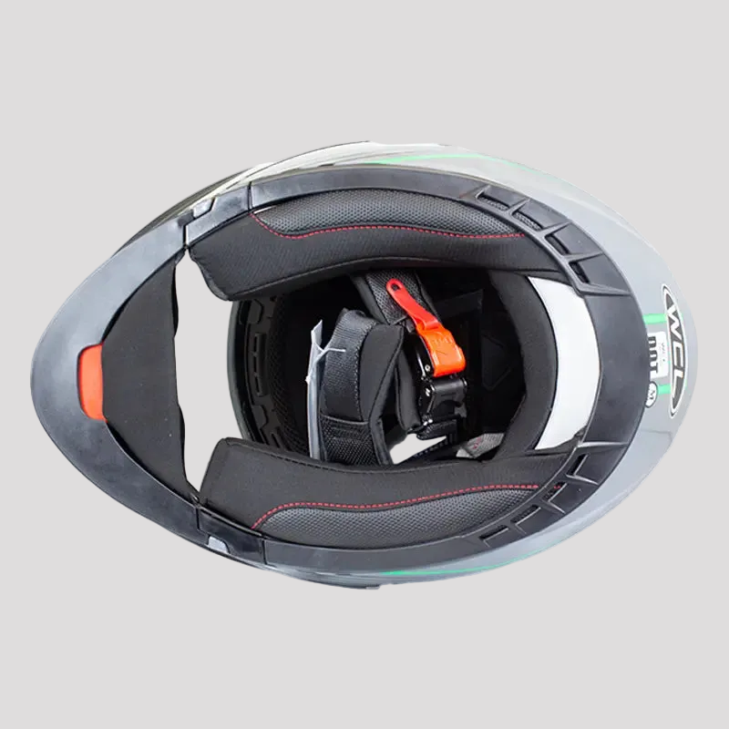 West Coast Leather Black and Green Modular Motorcycle Helmet