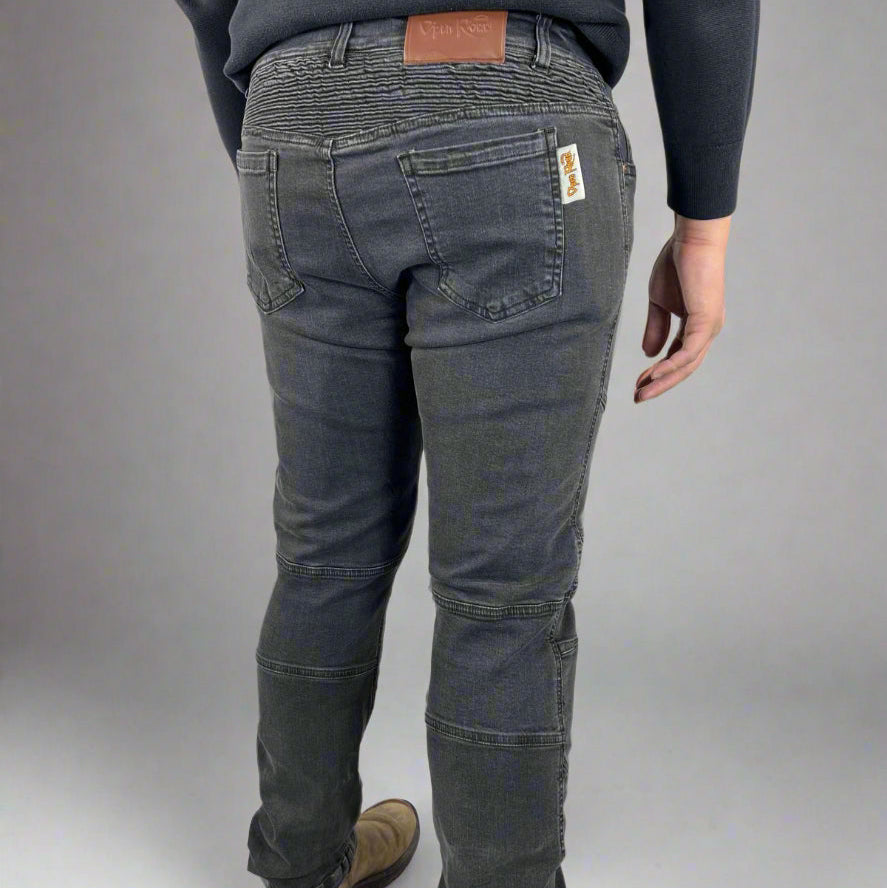 Men’s Armored Motorcycle Riding Jeans. CE-Certified Knee & Hip Armor Denim