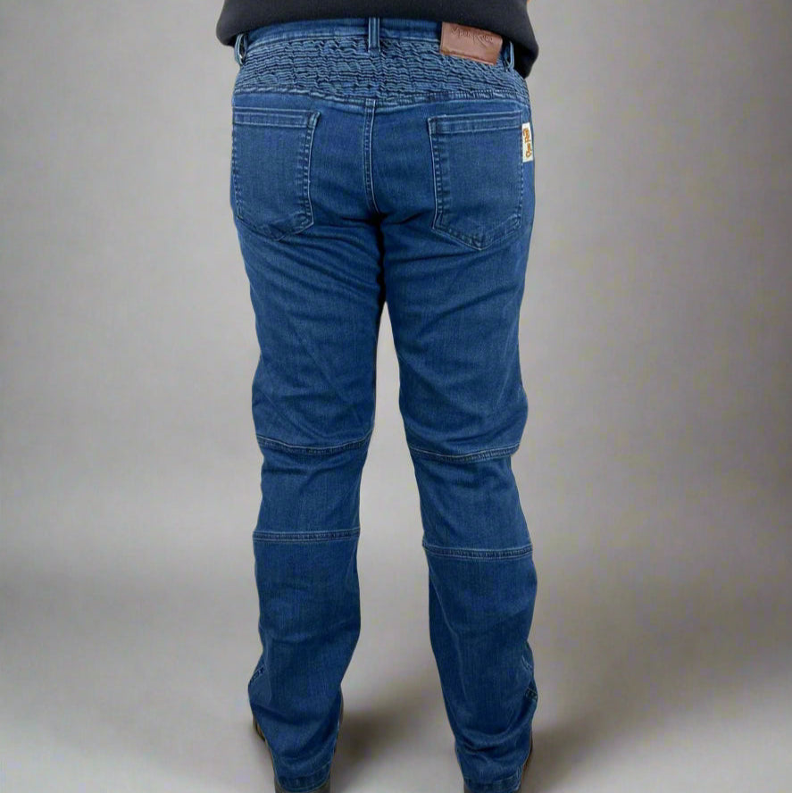 Men’s Armored Motorcycle Riding Jeans. CE-Certified Knee & Hip Armor Denim
