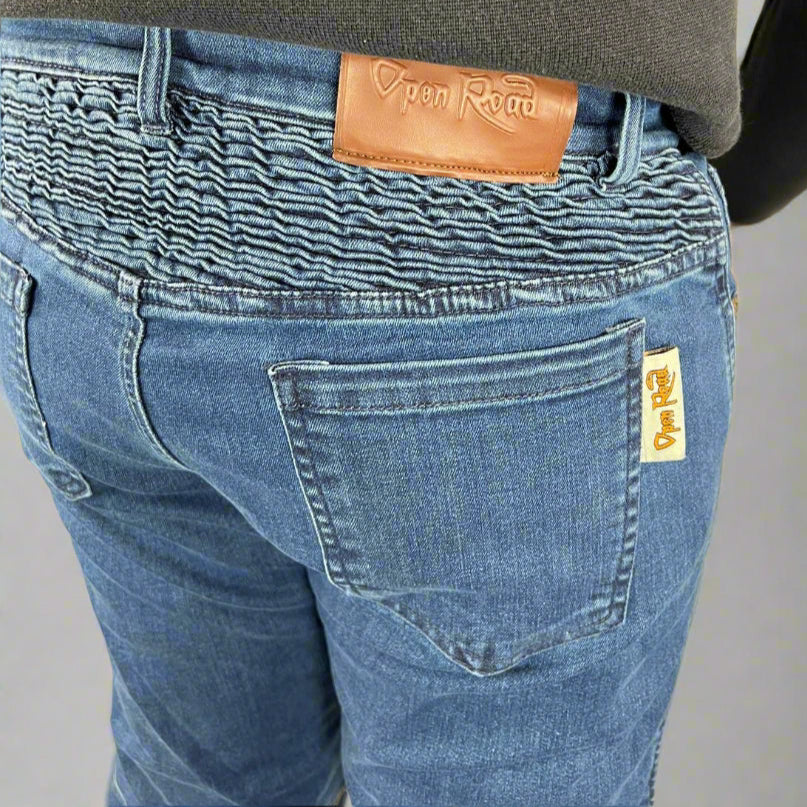 Men’s Armored Motorcycle Riding Jeans. CE-Certified Knee & Hip Armor Denim
