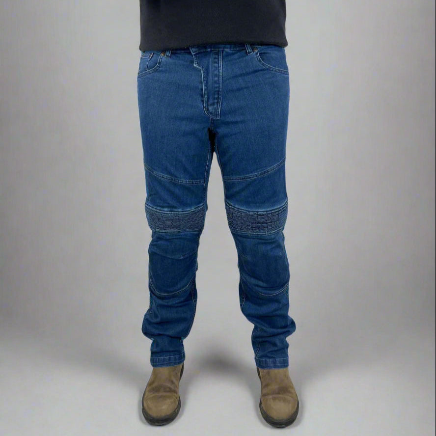 Men’s Armored Motorcycle Riding Jeans. CE-Certified Knee & Hip Armor Denim
