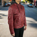 Men's Sheep Leather Jacket with Removable Hoodie