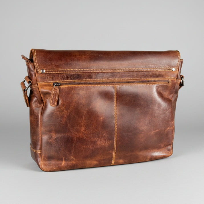 Greenwood Leather Laptop Bag. Premium Waxed Full-Grain Leather Briefcase for 16" Laptops