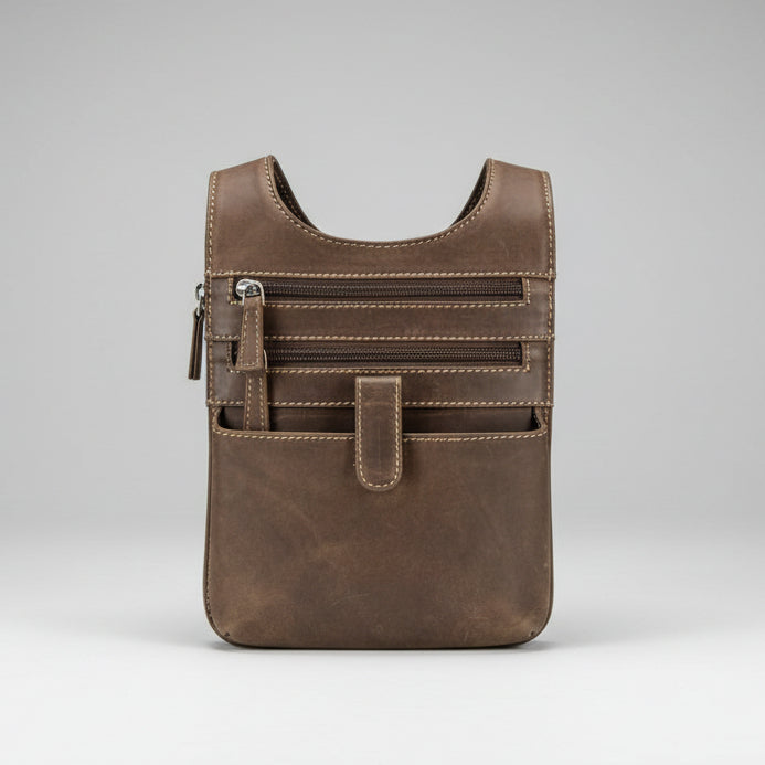 JBG Slim RFID Leather Crossbody Organizer Bag. Anti-Theft Travel Purse