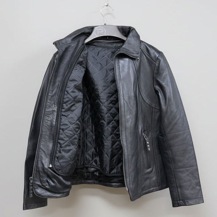 Women's Classic Sheepskin Leather Jacket with Removable Insulation