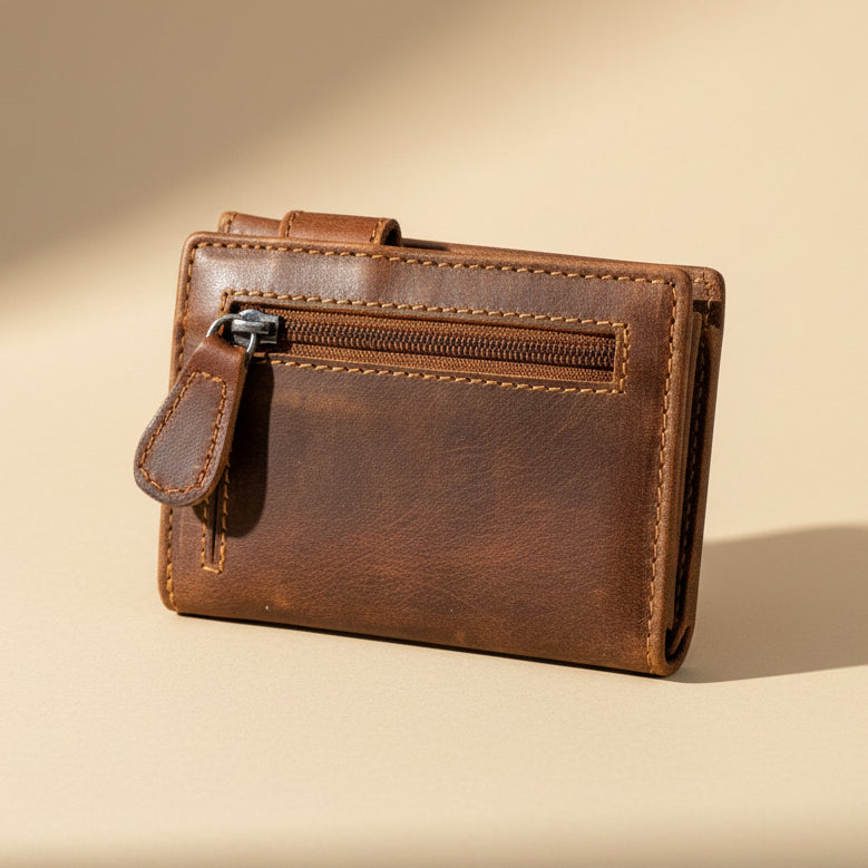 Greenwood Leather Men's Trifold Wallet. Quick-Access Pop-Up Card Ejector