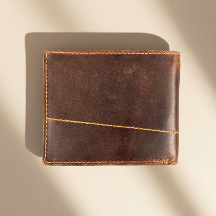 Greenwood Leather Men's Bifold Wallet. Premium RFID Protection Wallet with Flip ID Window
