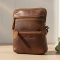 Greenwood Leather Mini Crossbody Bag. Premium 3-Zipper Travel Organizer