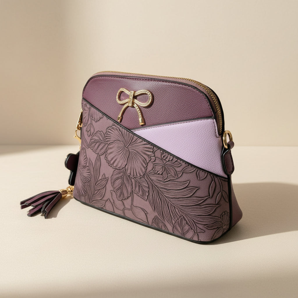 Temptation Italy Faux Leather Small Crossbody Bag with Floral Design