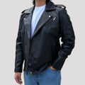 Mens Soft Lamb Leather Biker Look Jacket Premium Black Fashion Coat