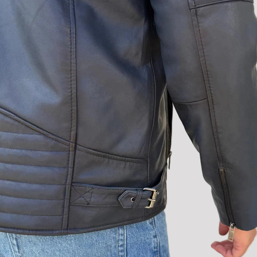 BOL Mens Bally Lambskin Leather Jacket with Removable Hood