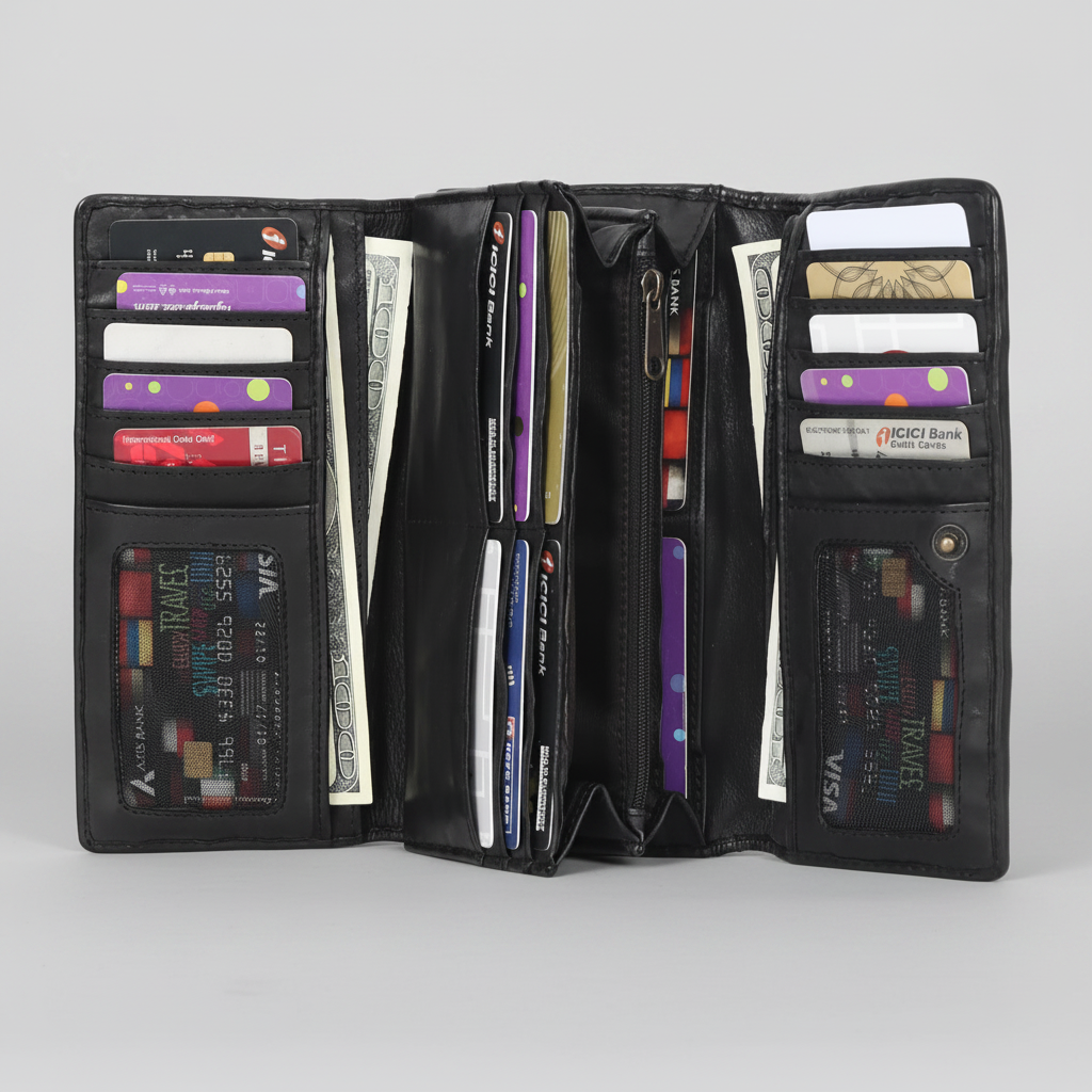 MET Women’s Leather Basket Weave Wallet. Artisan Woven Multi-Card Organizer