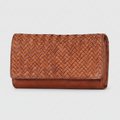 MET Women’s Leather Basket Weave Wallet. Artisan Woven Multi-Card Organizer