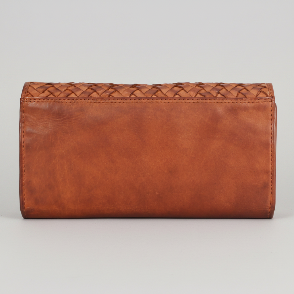 MET Women’s Leather Basket Weave Wallet. Artisan Woven Multi-Card Organizer