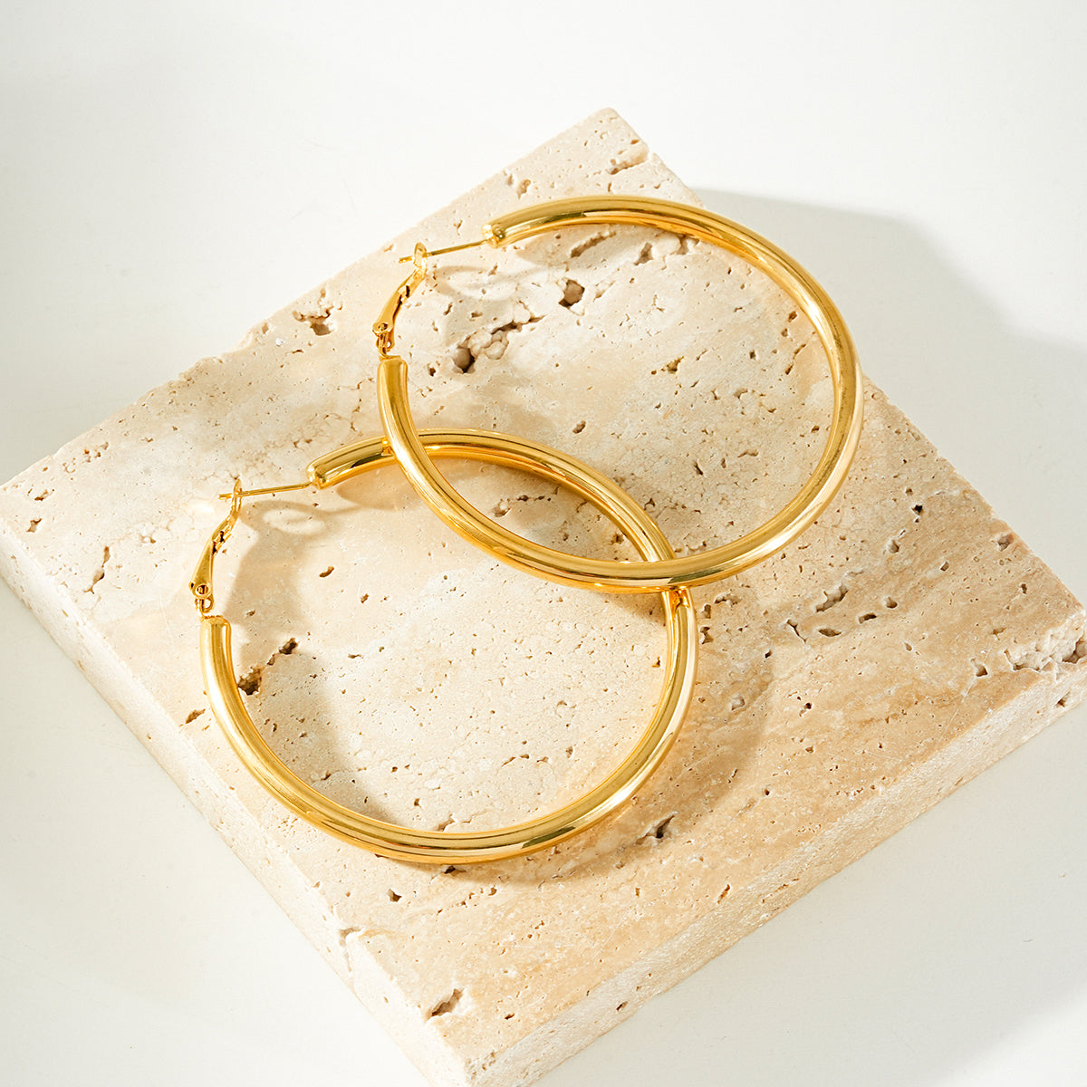 YOSHIKO Gold: Mid-Width Essential Hoop Earrings (Available in 6 Sizes: 2cm - 6cm)