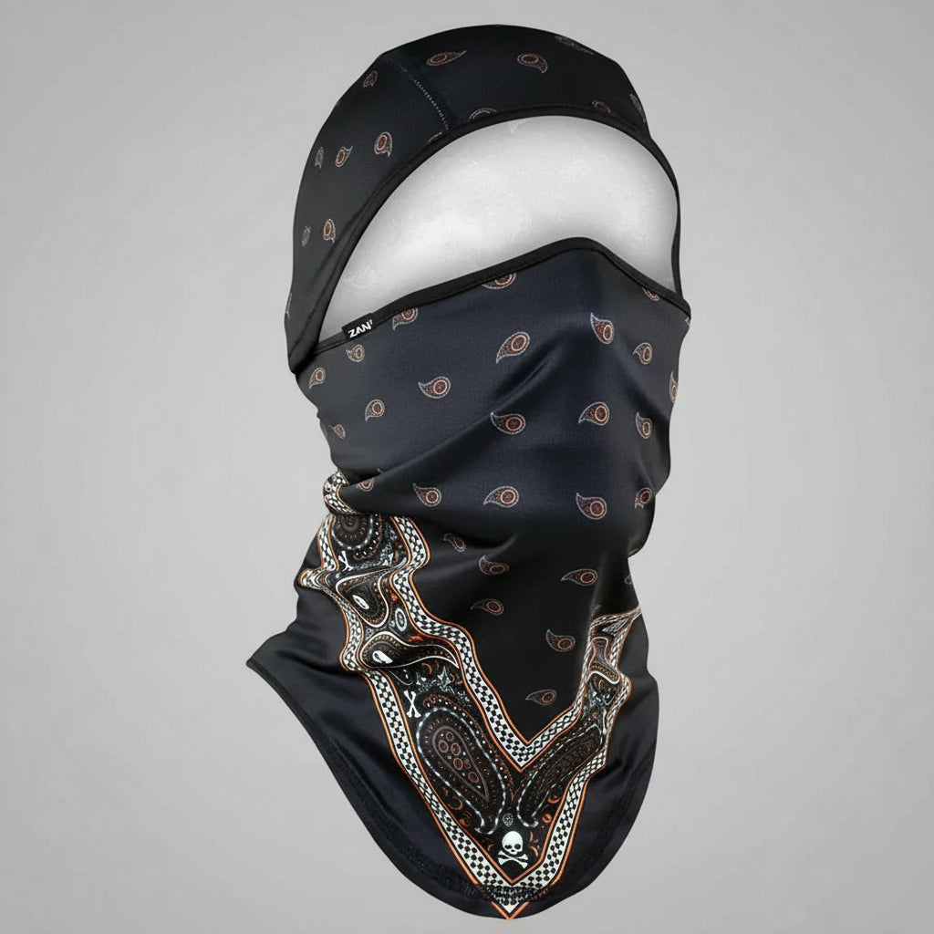 ZANheadgear Convertible Balaclava SportFlex Series Black & Orange Classic Bandana