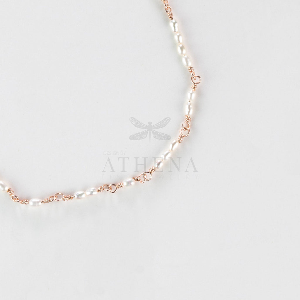 Pearl Cluster Anklet in Rose Gold Fill