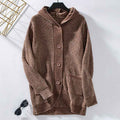 Women's Hooded Loose-Fit Mid-Length Knit Sweater