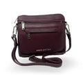 Petit Sac à Bandoulière en Cuir Aubergine , Brigitte