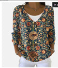 Women’s Printed Knit Cardigan Sweater with Buttons – Casual Long-Sleeve Patterned Pullover