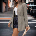 Women’s Houndstooth Cardigan Jacket – Front-Button Casual Patterned Knit Coat