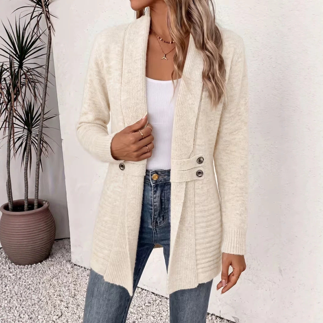 Women's Casual Double-Breasted Wool Cardigan Sweater