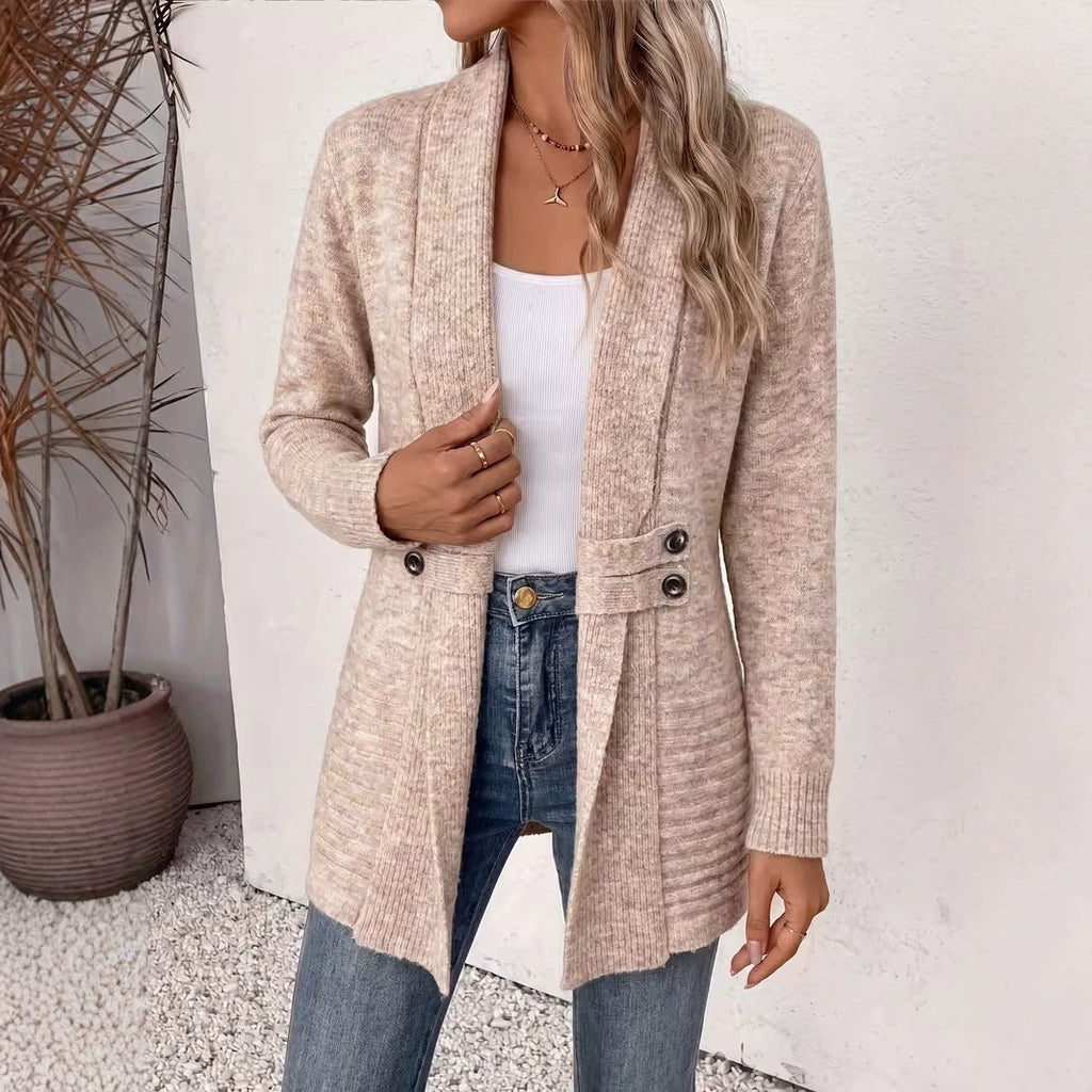 Women's Casual Double-Breasted Wool Cardigan Sweater