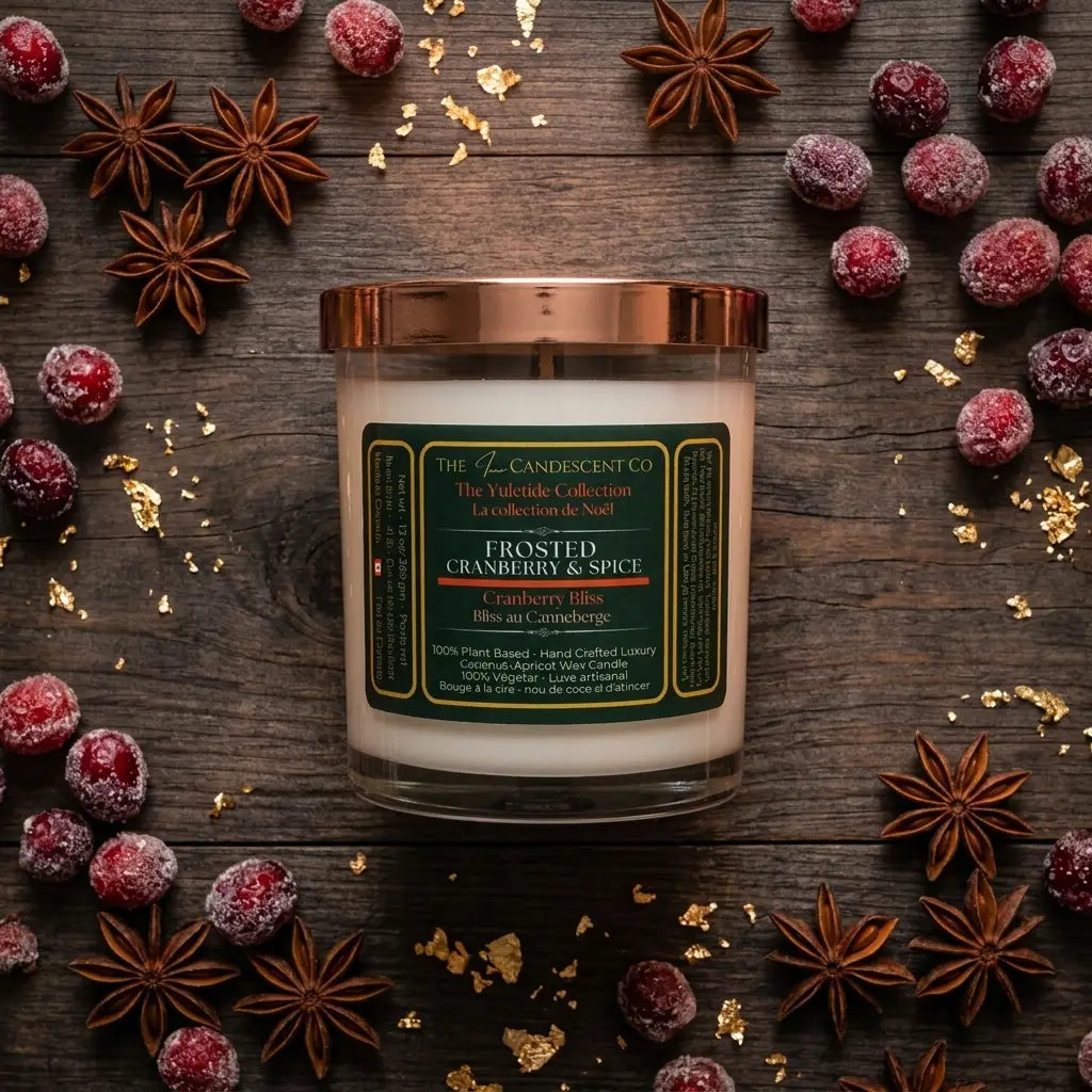 FROSTED CRANBERRY &amp; SPICE | Festive cranberry Christmas luxury coconut apricot wax candle