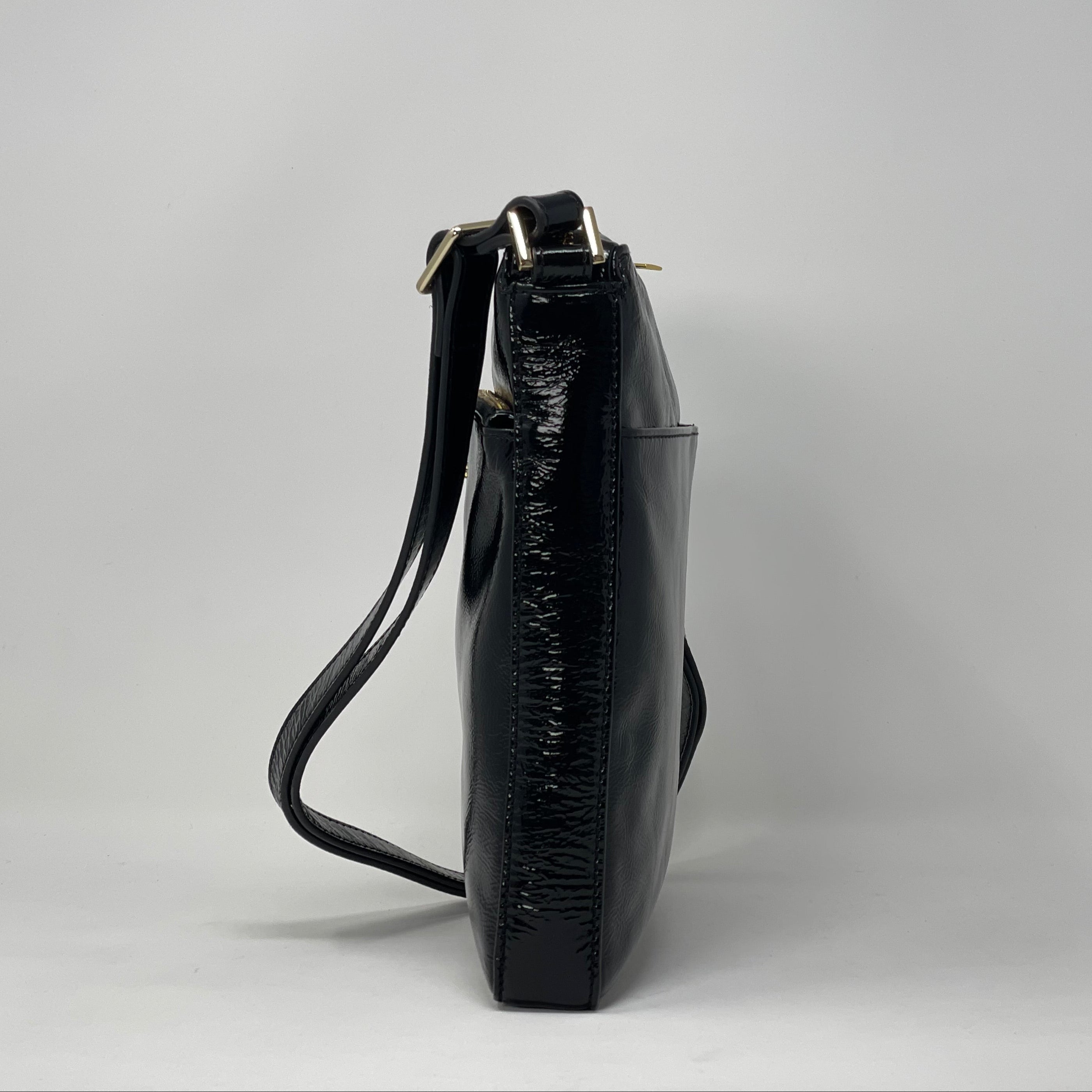 Sac à Bandoulière en cuir Noir vernis | Gisèle