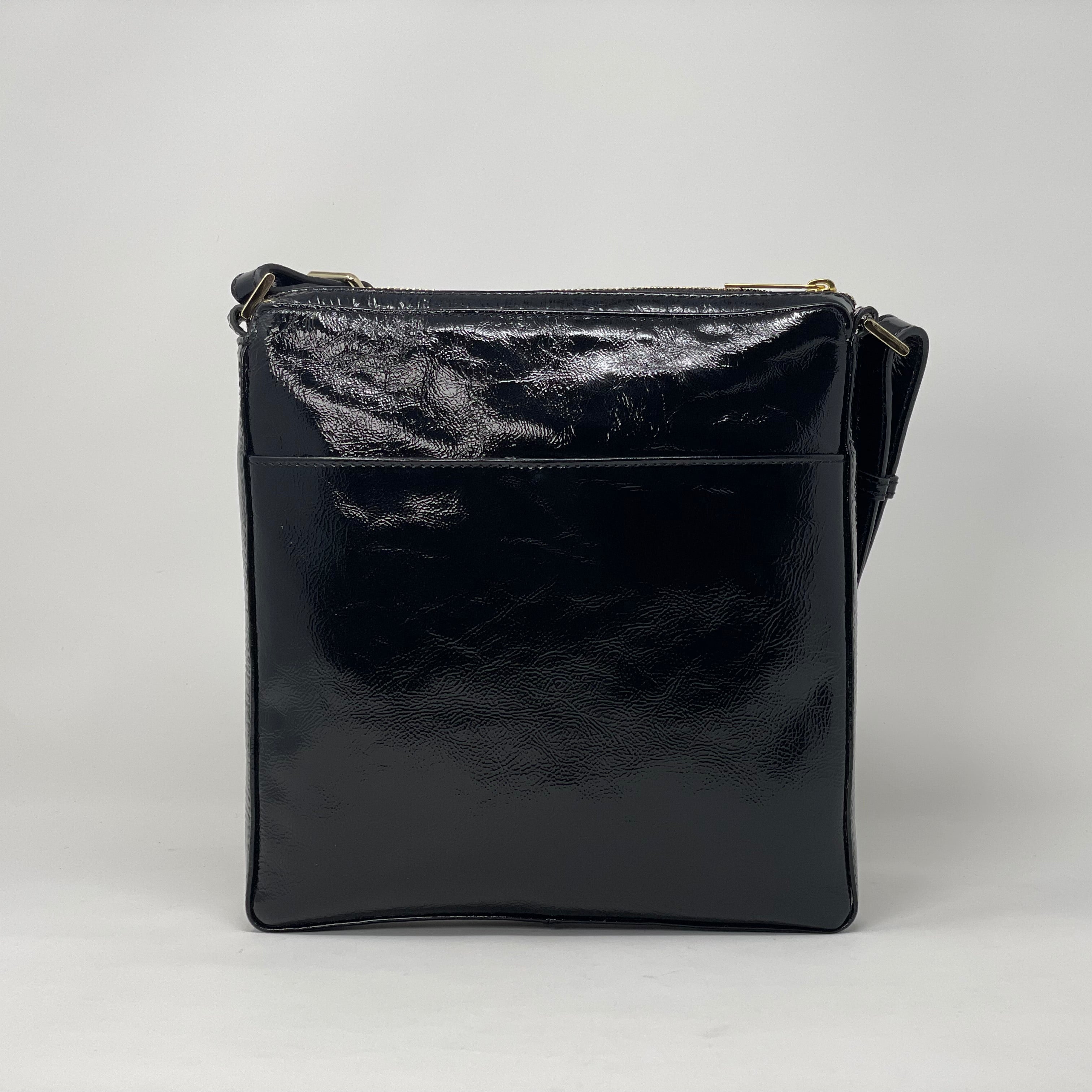 Sac à Bandoulière en cuir Noir vernis | Gisèle