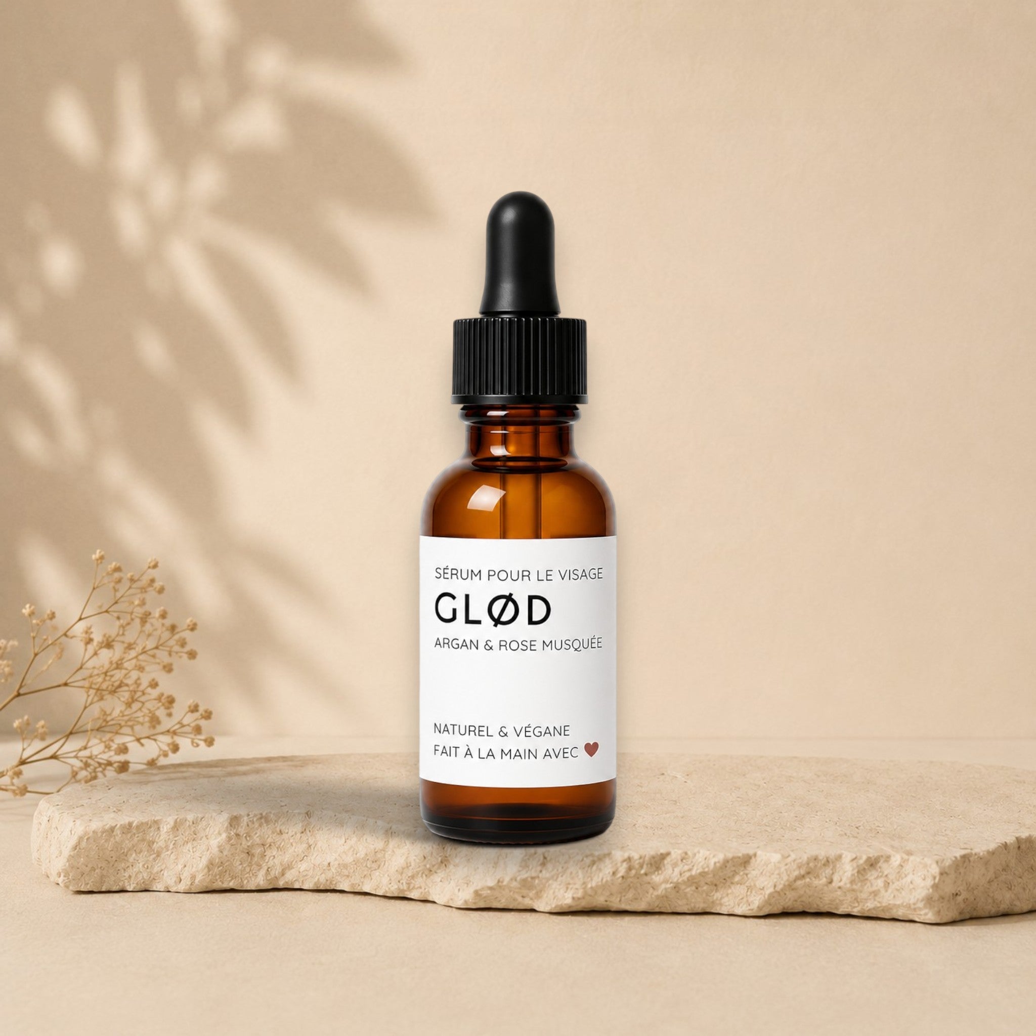 Sérum pour le visage et massage Gua Sha GLØD argan & rose musquée