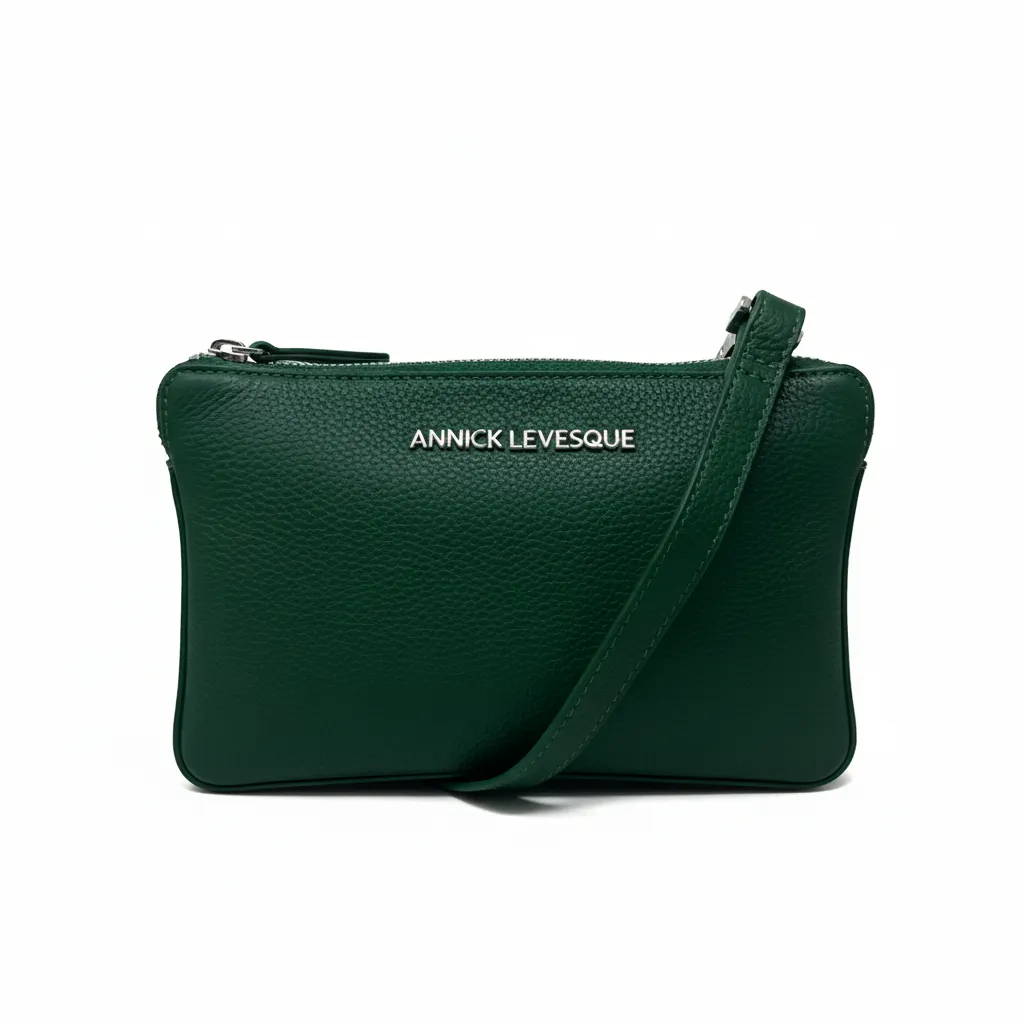 Petit sac bandoulière en Cuir Véritable Dark Green, Annie