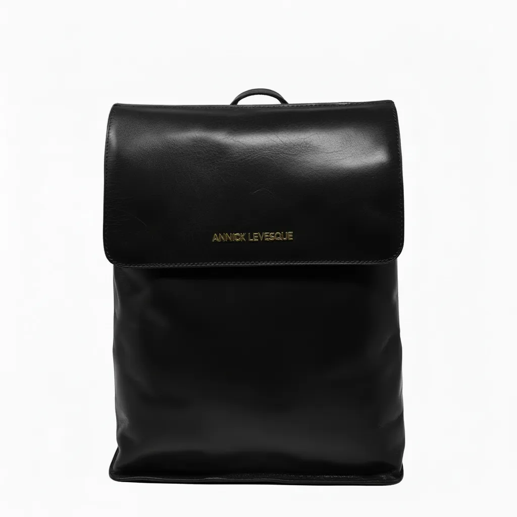 Sac à dos en cuir véritable noir, Antoinette