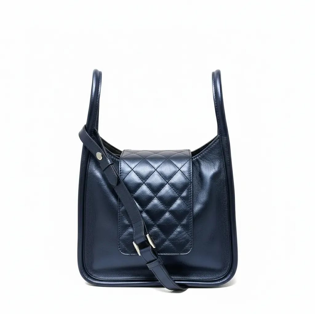 Sac à main en Cuir Bleu Marine, 2-en-1, Bianca