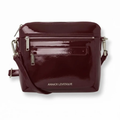 Petit Sac à Bandoulière en Cuir Rouge bordeaux vernis , Brigitte
