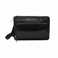 Petit sac à Bandoulière Portefeuille en Cuir Vernis Noir Patin, Carmen - PRÉCOMMANDE