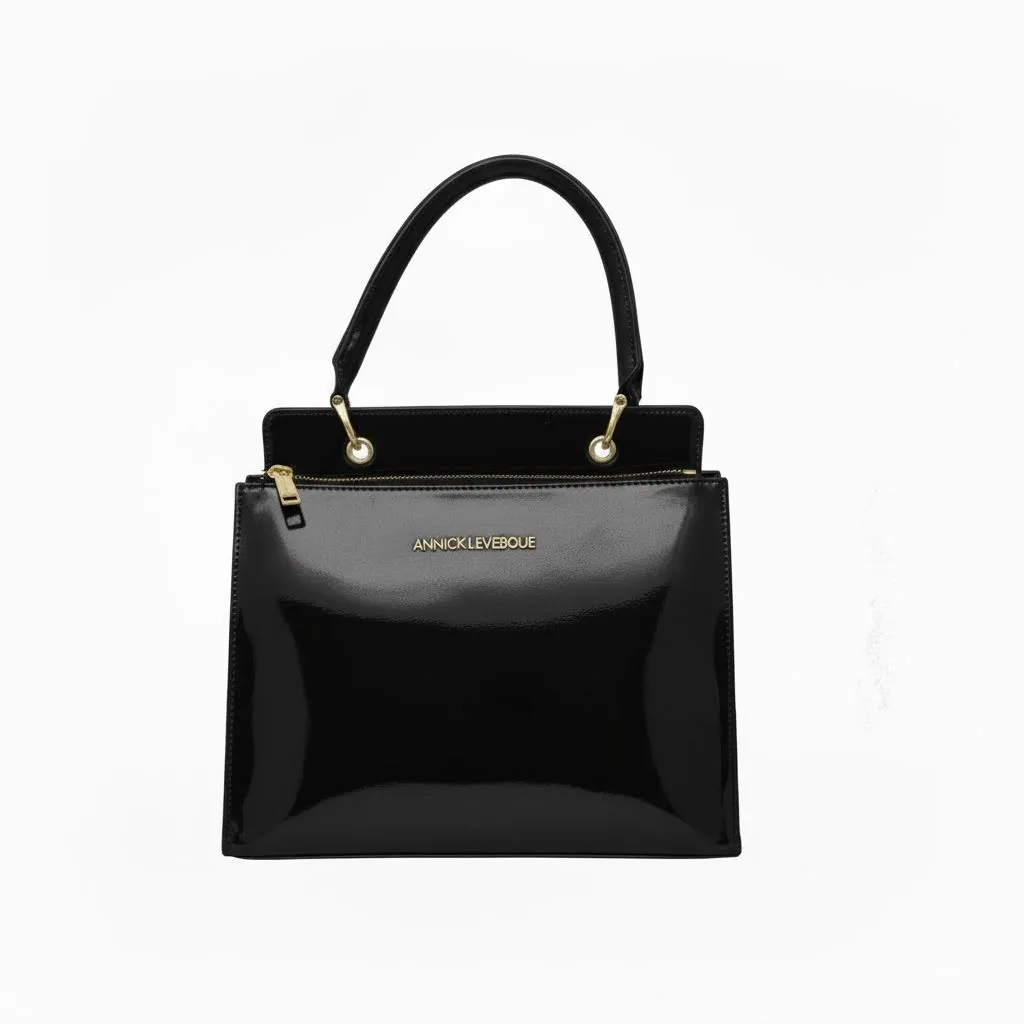 Sac à Main en Cuir Véritable Noir vernis, Chloé