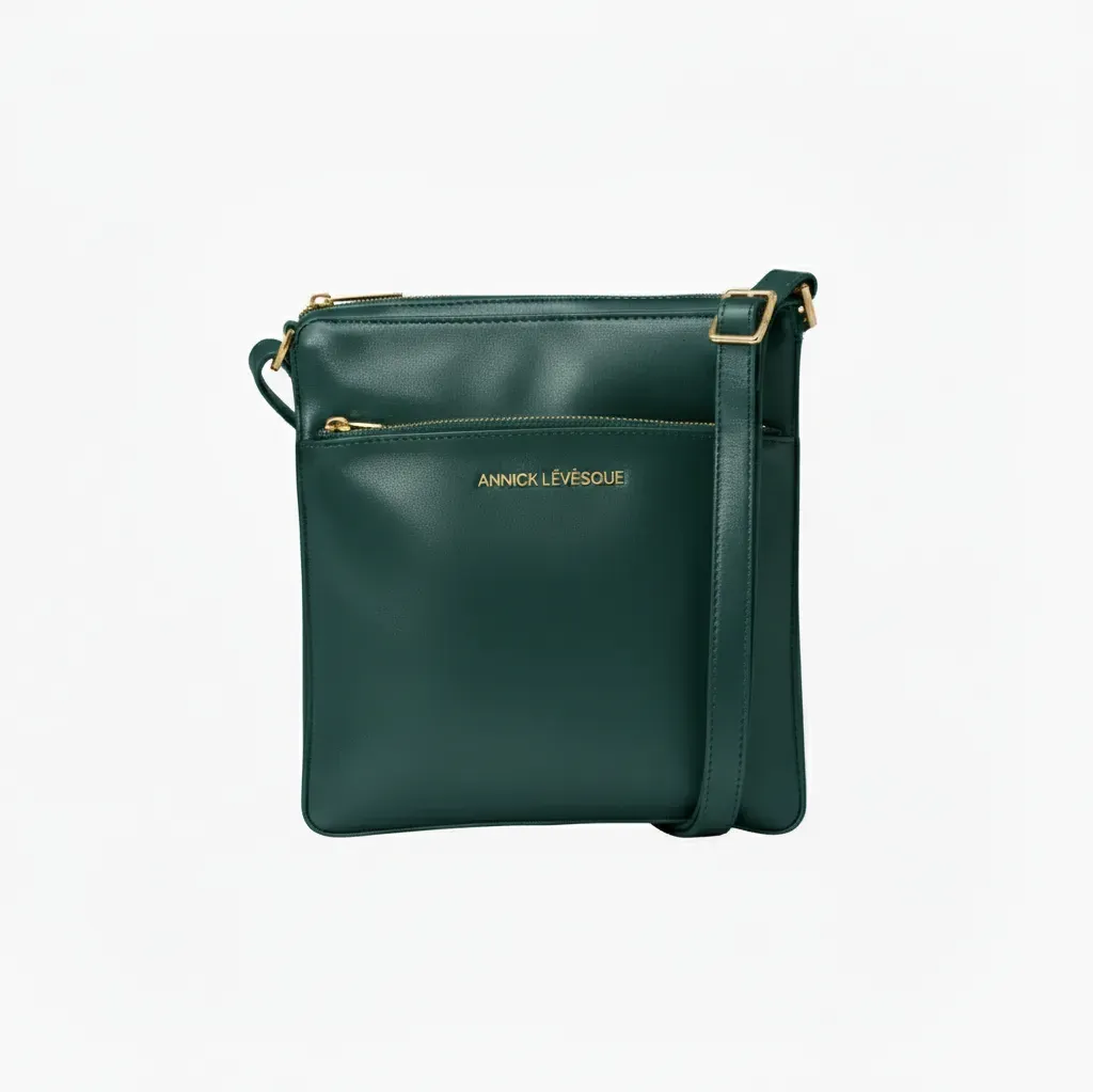 Sac à Bandoulière / Sacoche en cuir vert foncé | Gisèle