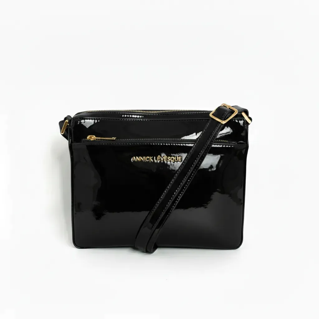 Sac à bandoulière noir vernis | Gisèle petit