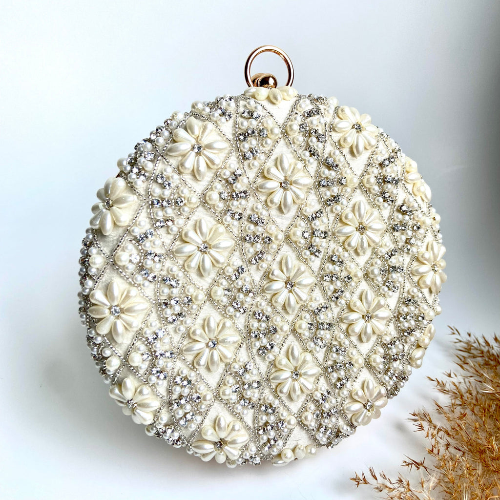 ALIA Pearl round clutch