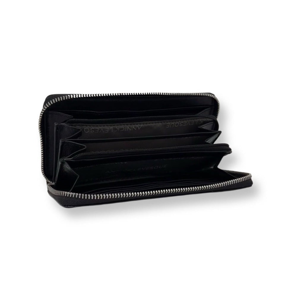 Petit portefeuille en cuir noir - Carla