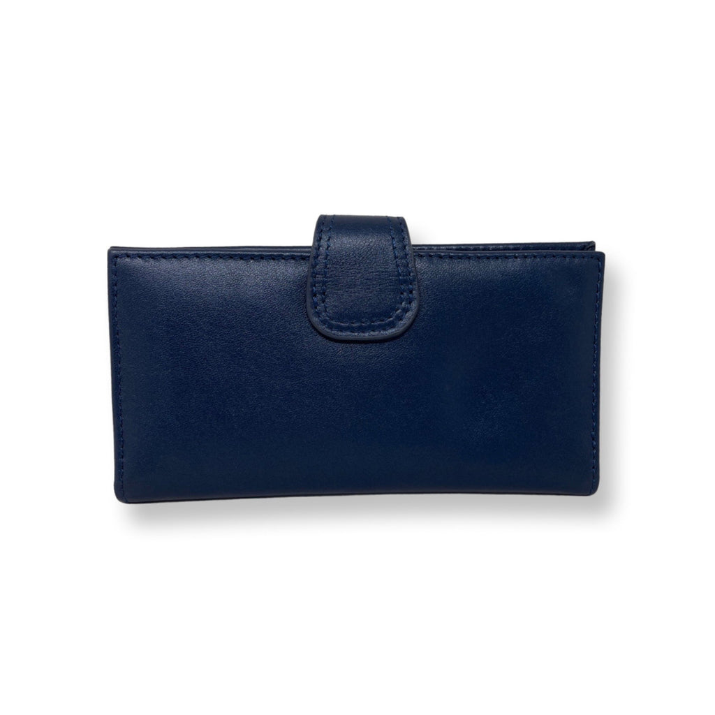 Petit portefeuille en cuir bleu marine - Denise