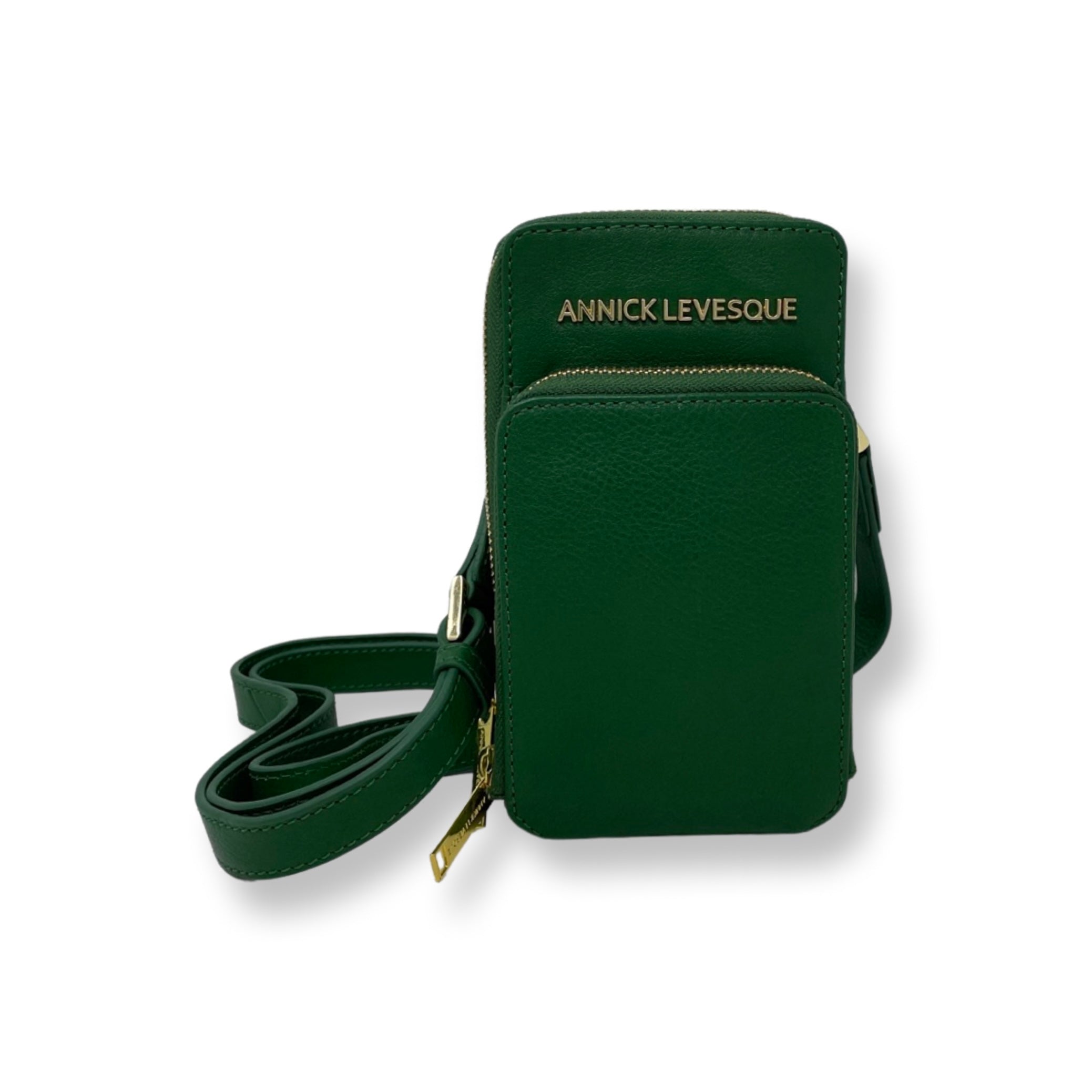 Petit Sac à bandoulière en Cuir Véritable Dark Green, Marie-Josée