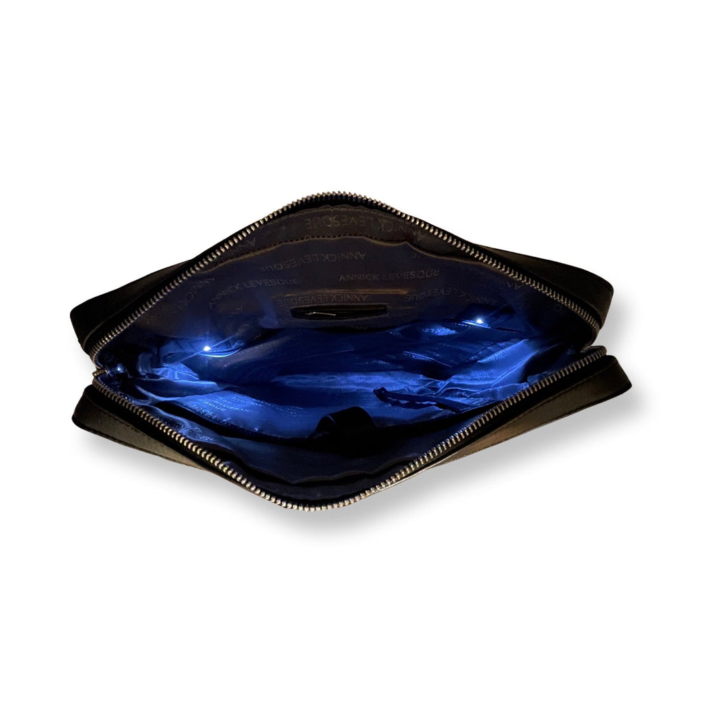 Sac d’ordinateur en cuir à bandoulière noir | MalKa