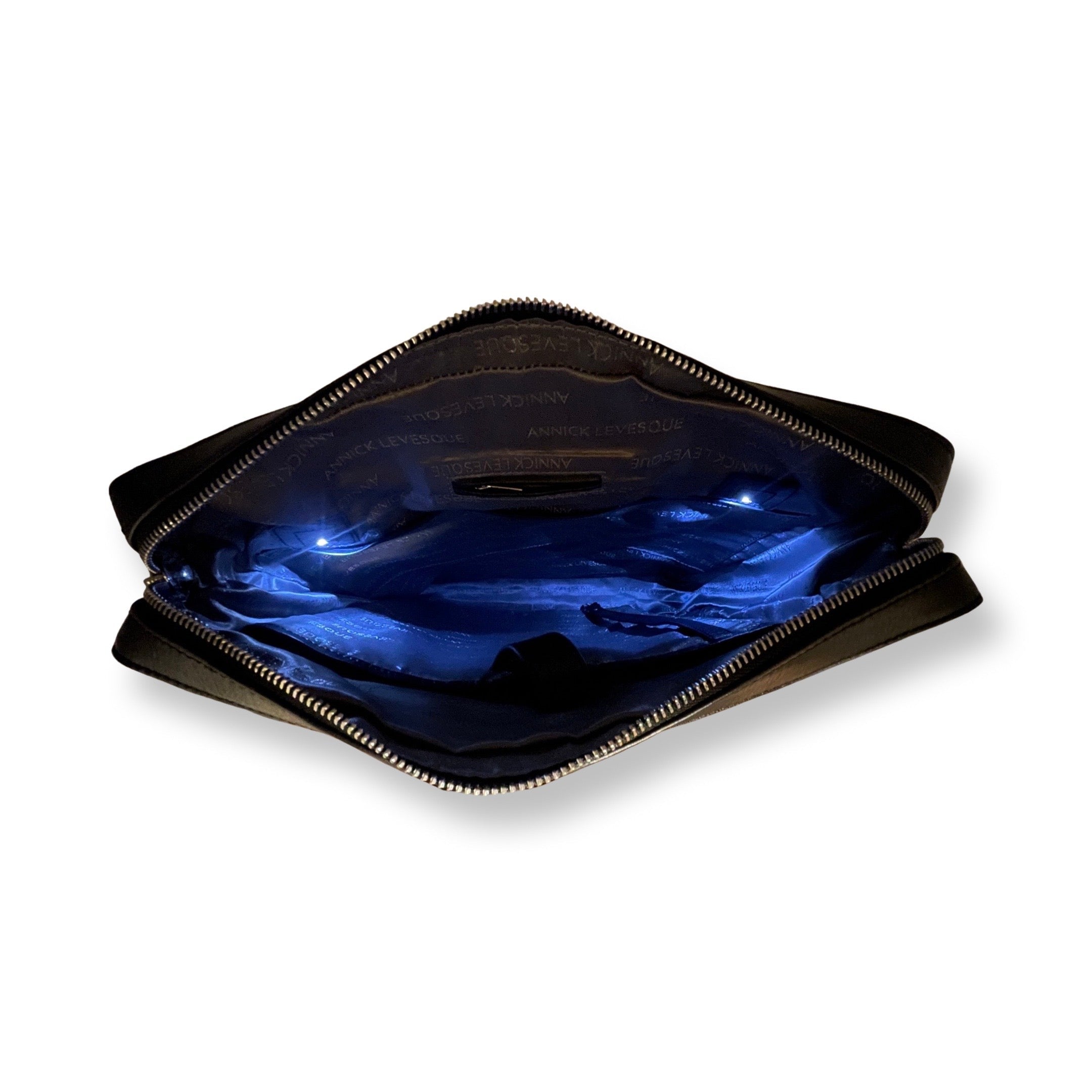 Sac d’ordinateur en cuir à bandoulière noir | MalKa