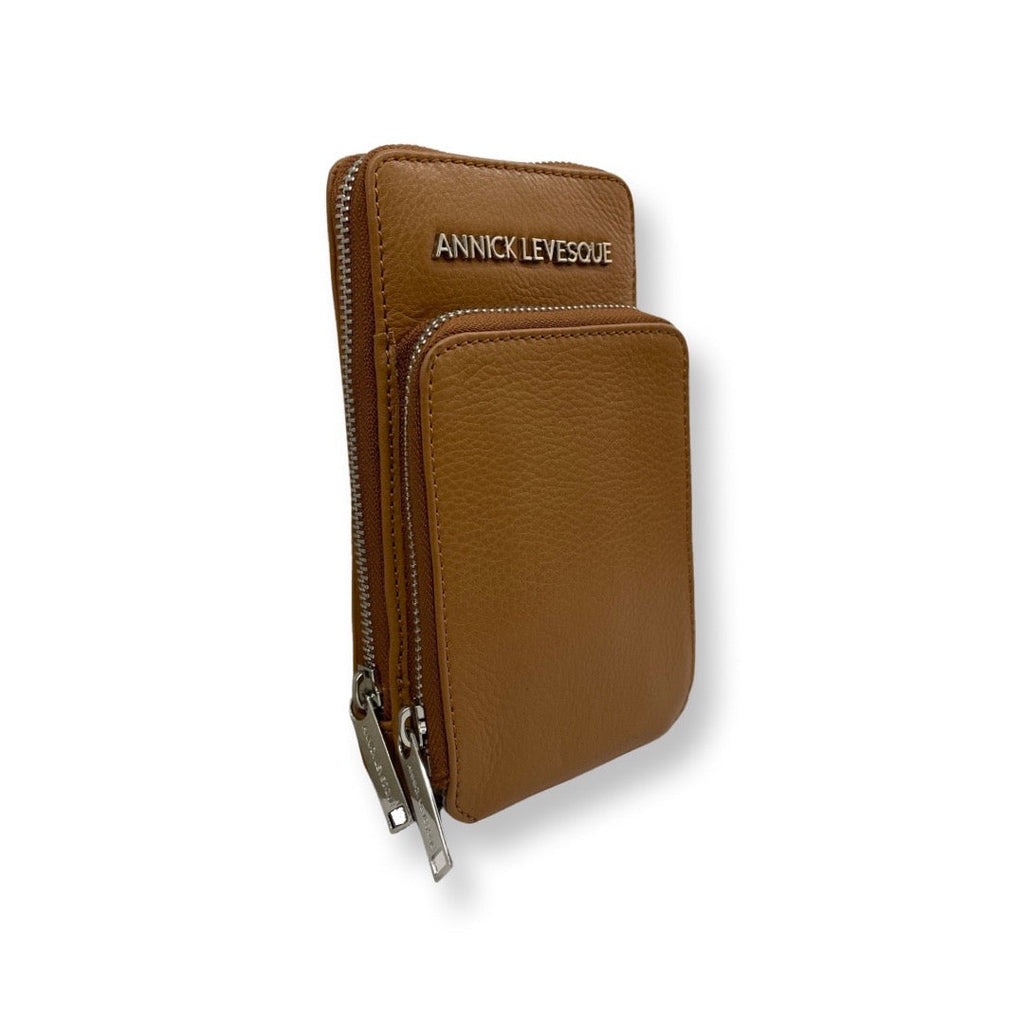 Petit sac à bandoulière en cuir tan - Marie-Josée