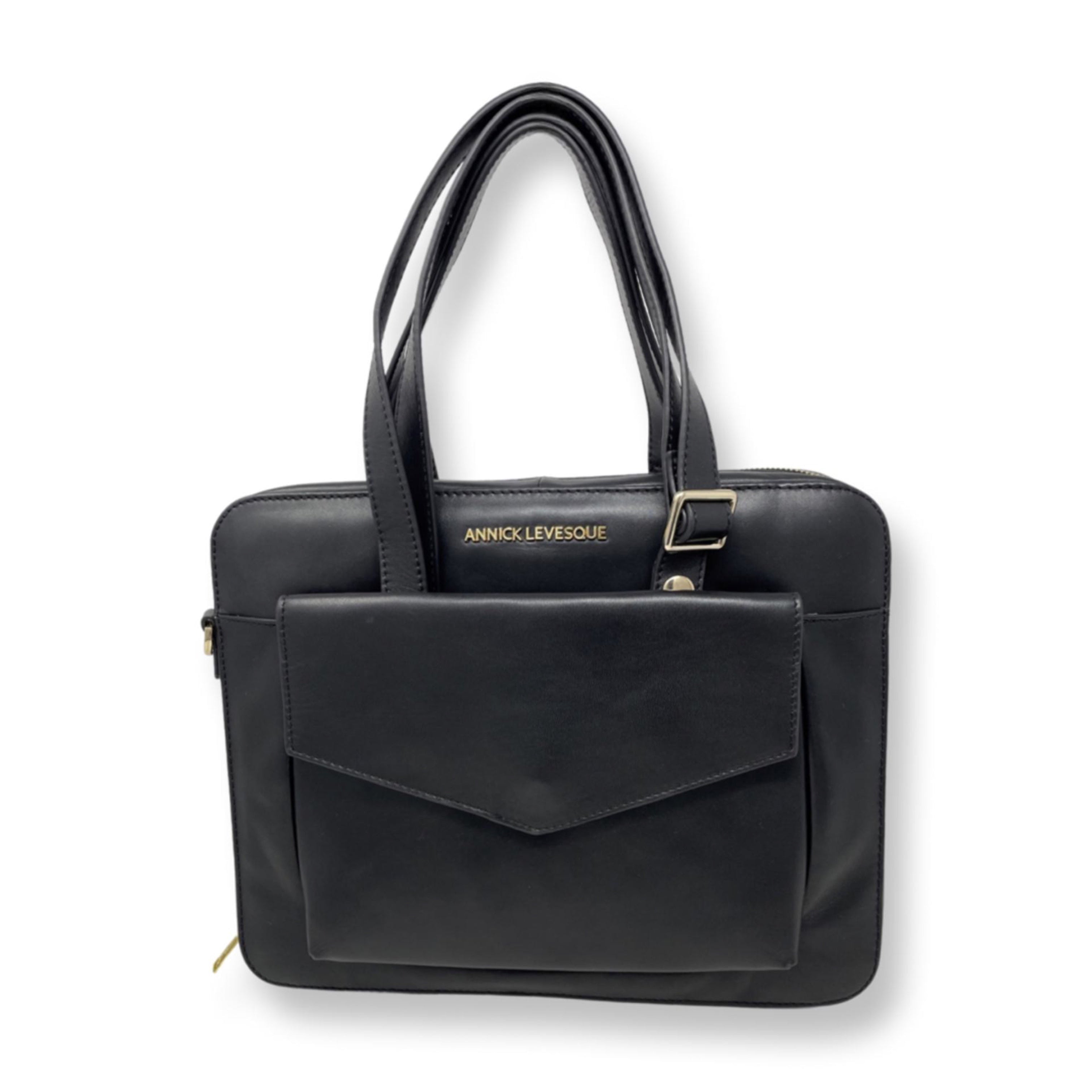 Sac de travail en cuir noir | Sofia