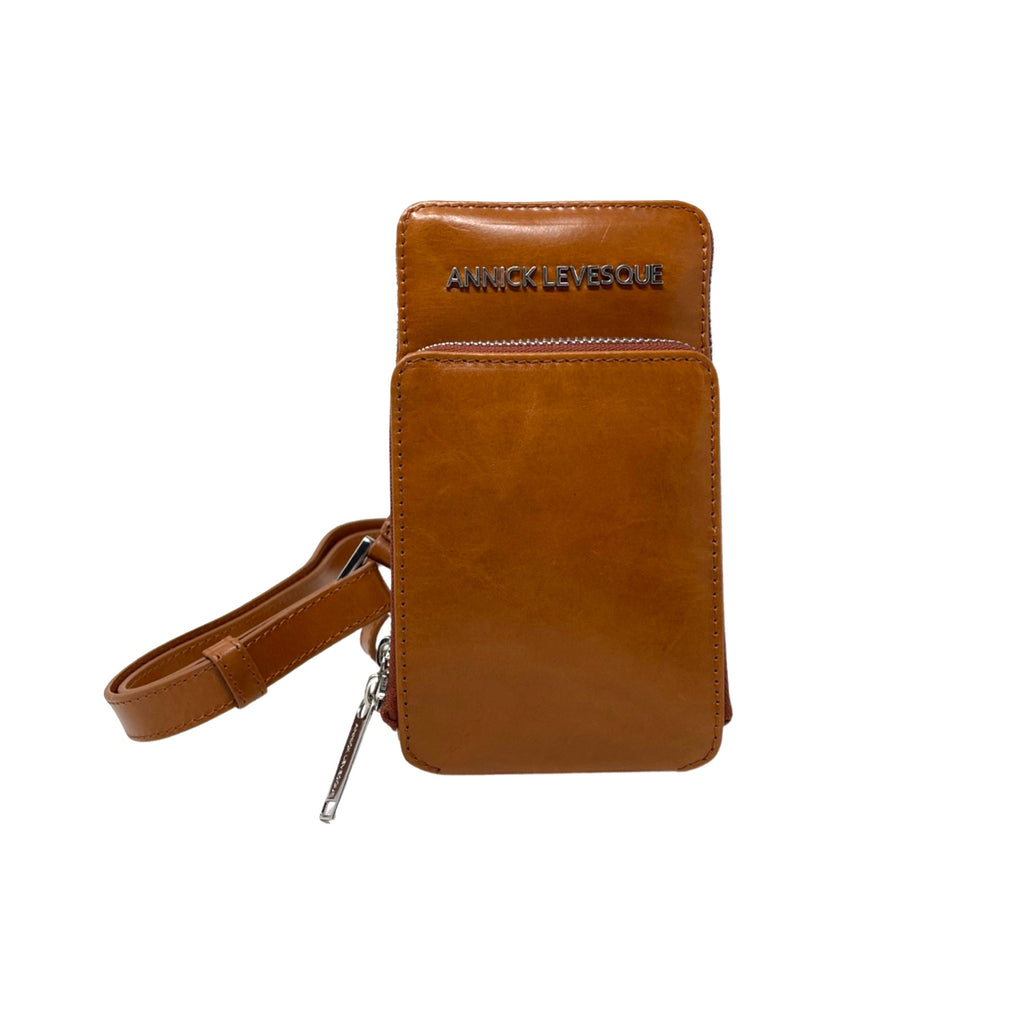 Petit sac à bandoulière en cuir cognac - Marie-Josée